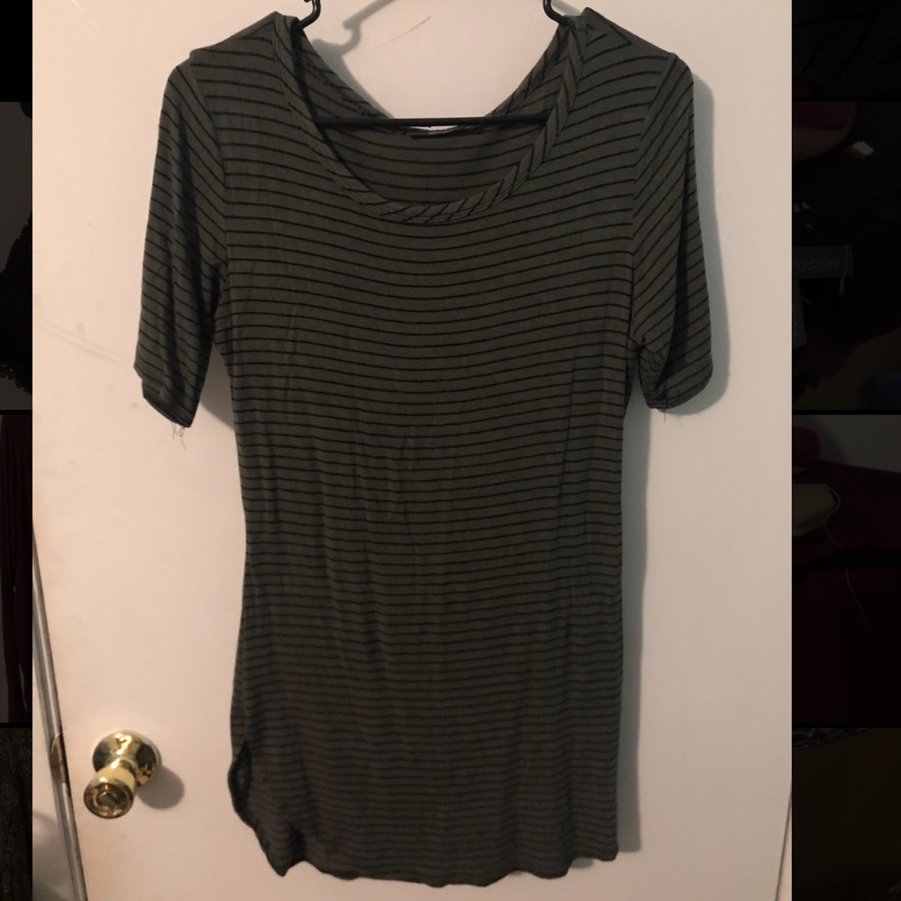 Pinc Olive And Black Long, Short-sleeve Shirt